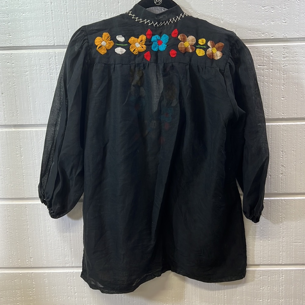 Vintage 1960/70 cotton voile embroidered tunic - Picture 3 of 3